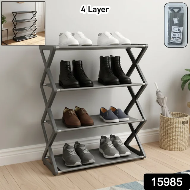 4 Layer Foldable Shoe Rack – Space-Saving Storage Solution