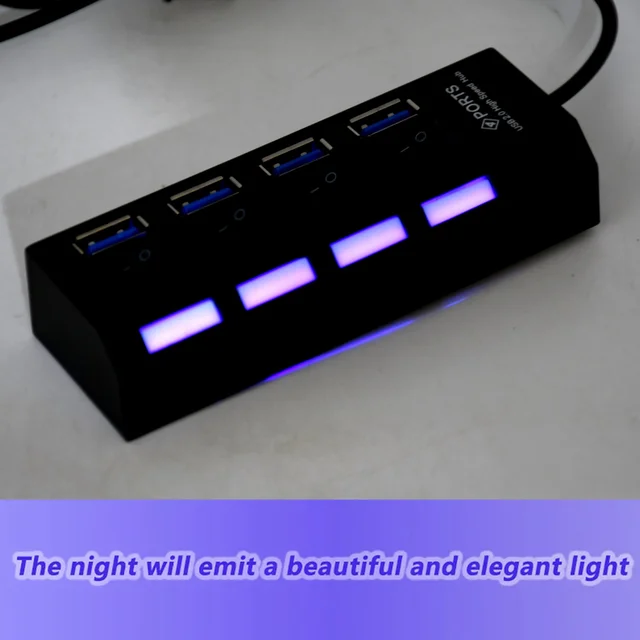 4 Port USB Hub – High-Speed 2.0 Splitter with Switches | Compshop