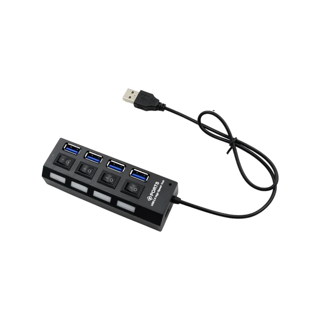 4 Port USB Hub – High-Speed 2.0 Splitter with Switches | Compshop