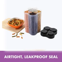 4 Section Food Storage Container – Airtight Plastic Jar | Organivo