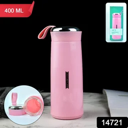 400ml Pink Glass Water Bottle – Leakproof & BPA-Free