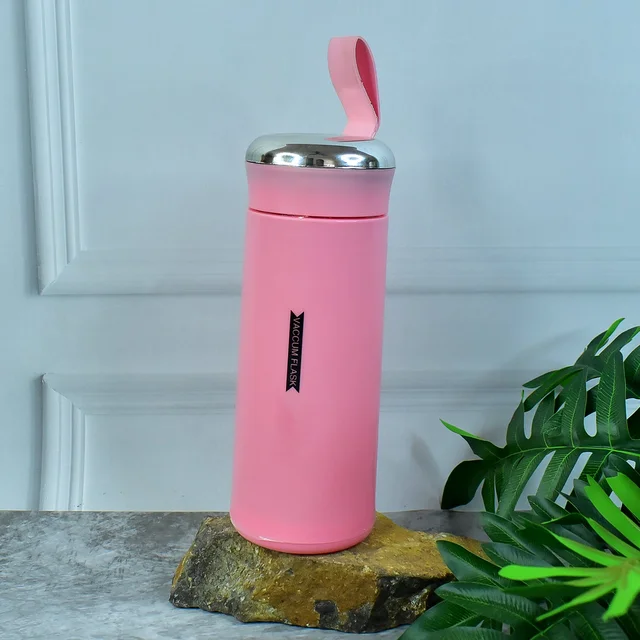 400ml Pink Glass Water Bottle – Leakproof & BPA-Free