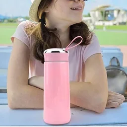 400ml Pink Glass Water Bottle – Leakproof & BPA-Free