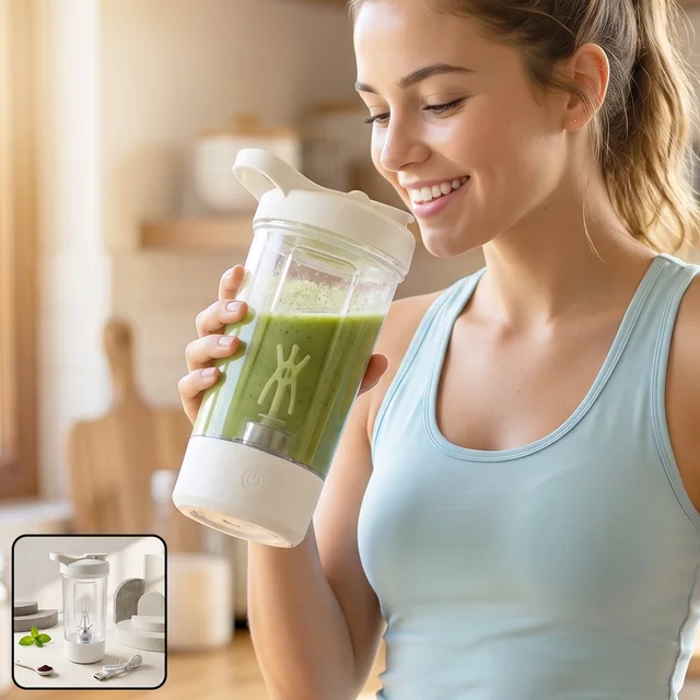 400ml USB Rechargeable Electric Self Stirring Protein Shaker Bottle (1 Pc)