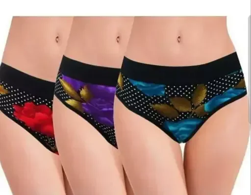 3 pace pack women black print Mo - XL