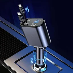 4-in-1 Car Charger – Dual Cables & 120W Super Fast Power