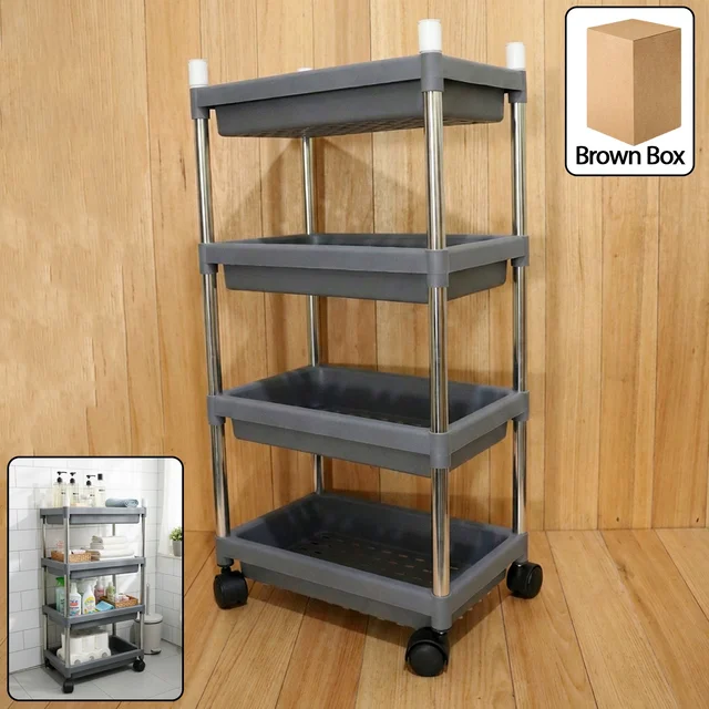 4-Layer Rolling Storage Cart Durable Mobile Organizer