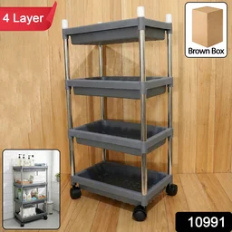 4-Layer Rolling Storage Cart Durable Mobile Organizer