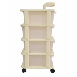 4-Tier Plastic Storage Trolley with Wheels, Rolling Drawer Organizer Cart (1 Pc)