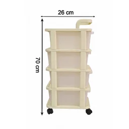 4-Tier Plastic Storage Trolley with Wheels, Rolling Drawer Organizer Cart (1 Pc)