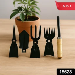 5 in 1 Gardening Hand Tool Set – Durable Wooden Handles