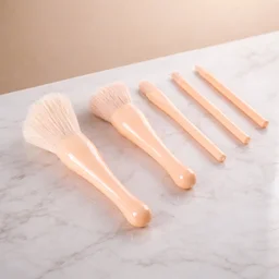 5 in 1 Makeup Brush Set – Compact Kit with Built-in Mirror