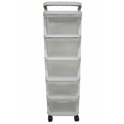 5 Layer Plastic Storage Drawer Rack Organizer with Wheels for Home (1 Pc)