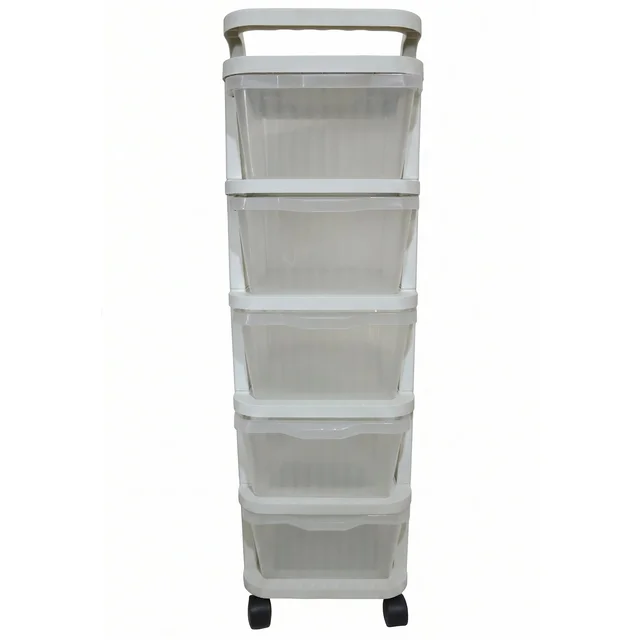 5 Layer Plastic Storage Drawer Rack Organizer with Wheels for Home (1 Pc)