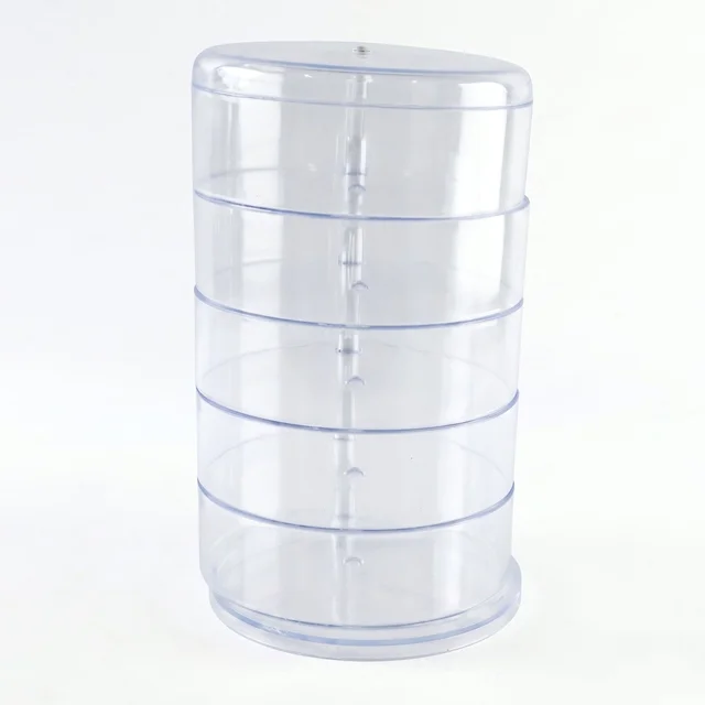 5 Layer Rotating Jewelry Storage Box Organizer for Rings Earrings Watches (1 Pc)
