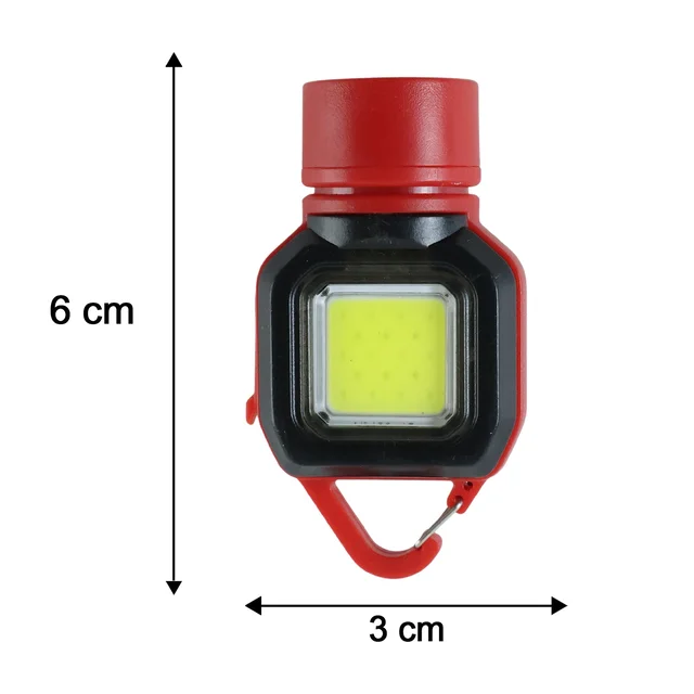 5 Mode Mini COB LED Keychain Flashlight with Carabiner Clip (1 Pc)