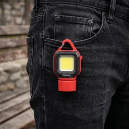 5 Mode Mini COB LED Keychain Flashlight with Carabiner Clip (1 Pc)