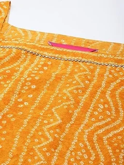 Bollyclues Women's Crepe Straight Bandhani Printed Kurti(BA-01) AN - L