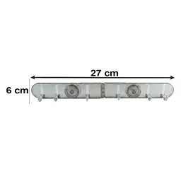 6 Hook Foldable Wall Rack with Suction Cup Mount for Bathroom Kitchen (1 Pc)
