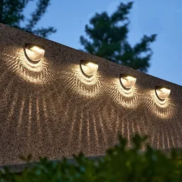 6 LED Solar Wall Fence Light – Honeycomb Shade Design, 2 Pc Set