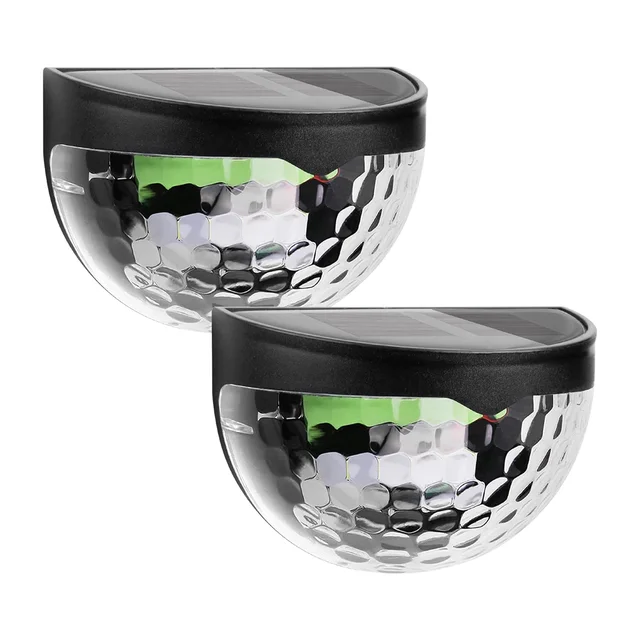 6 LED Solar Wall Fence Light – Honeycomb Shade Design, 2 Pc Set