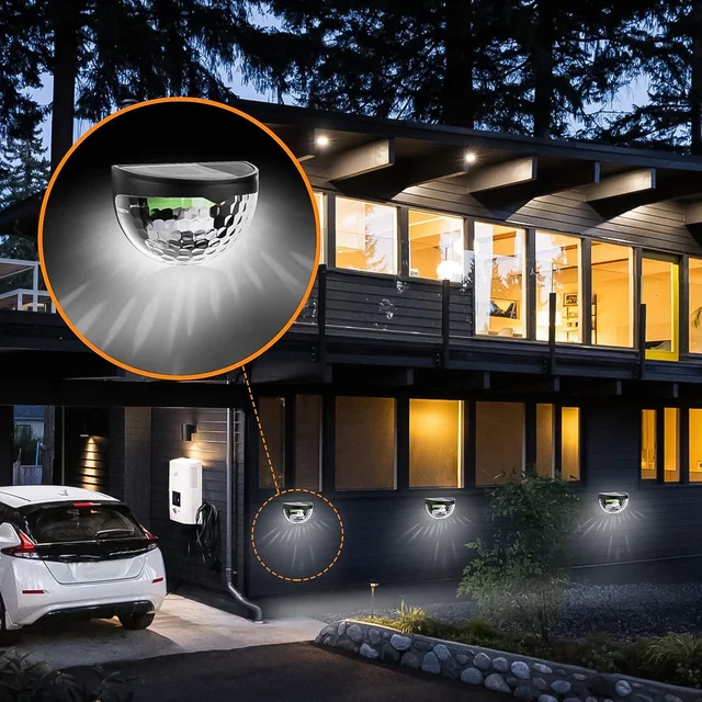6 LED Solar Wall Fence Light – Honeycomb Shade Design, 2 Pc Set