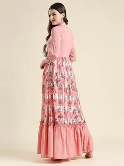 madhuram Women S' Chinon Chiffon Fabric and Sequence Embroidery Work Anarkali Long Gown(M-2373) An - XXXL