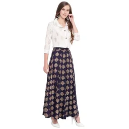 Stylum Women's Printed Rayon Blend Shirt Skirt Set An - XL