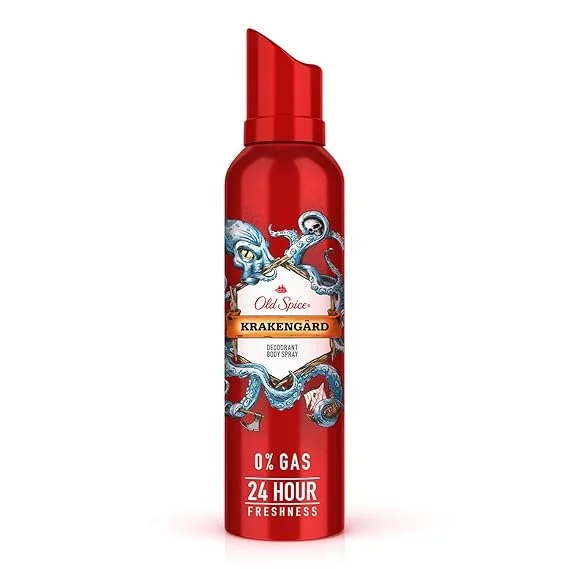 Old Spice Krakengard No Gas 24 hour Long Lasting Freshness Deodorant Perfume Body Spray For Men, 140ml An