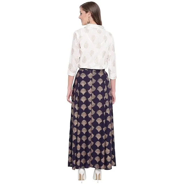 Stylum Women's Printed Rayon Blend Shirt Skirt Set An - XL