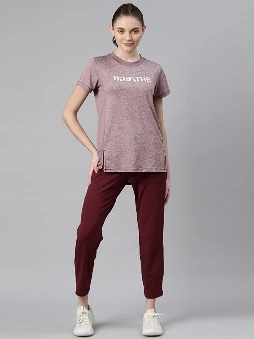 Enamor Womens Athleisure A306-Dry Fit with Antimicrobial & Sweat Wicking Crew Neck Short Sleeve Breathe Active Wear T-Shirt An - XXL