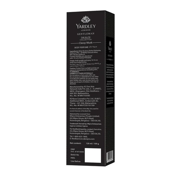 Yardley London Gentleman Classy Musk Body Perfume| The Elite Collection | No Gas Deodorant for Men| Men’s Body Perfume| 120ml An
