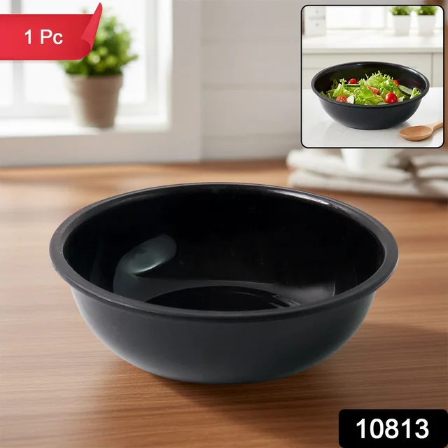 6-Inch Black Plastic Serving Bowl – Deep & Durable Design