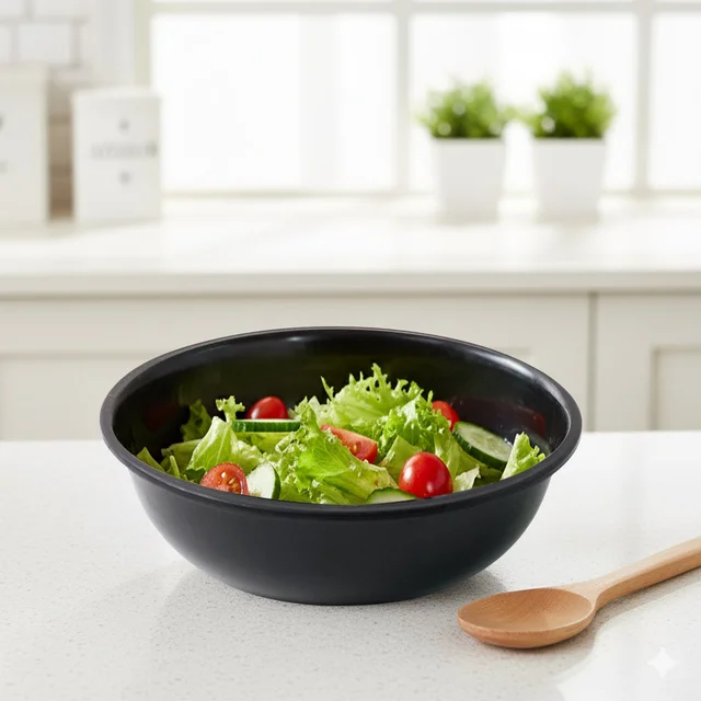 6-Inch Black Plastic Serving Bowl – Deep & Durable Design
