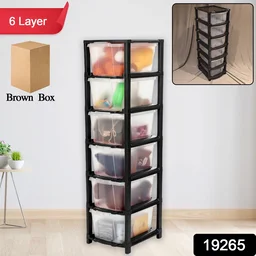 6-Layer Plastic Drawer Storage Cabinet – Transparent & Modular