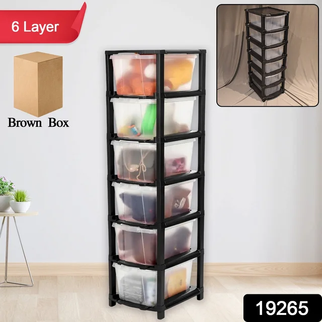 6-Layer Plastic Drawer Storage Cabinet – Transparent & Modular