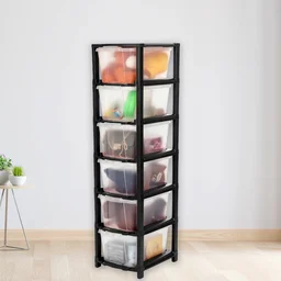 6-Layer Plastic Drawer Storage Cabinet – Transparent & Modular
