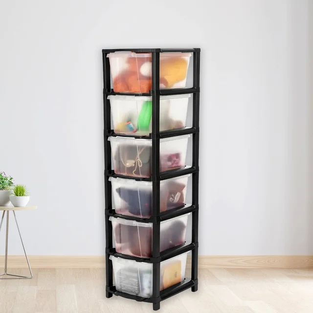6-Layer Plastic Drawer Storage Cabinet – Transparent & Modular