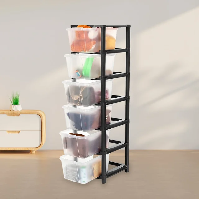 6-Layer Plastic Drawer Storage Cabinet – Transparent & Modular