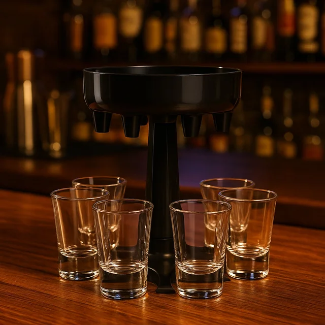 6-Port Drink Dispenser Stand – Even Flow for Party Shots