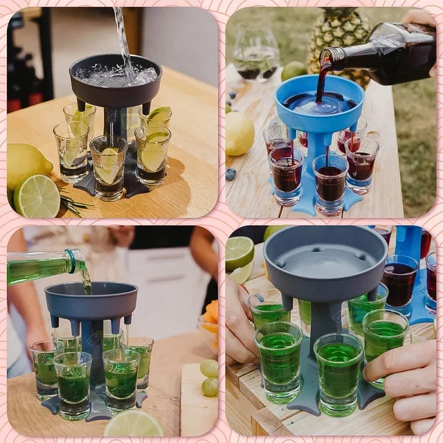 6-Port Drink Dispenser Stand – Even Flow for Party Shots