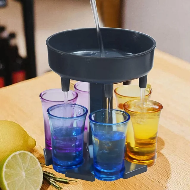 6-Port Drink Dispenser Stand – Even Flow for Party Shots