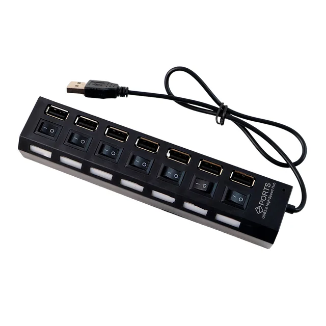 7 Port USB Hub – 7-in-1 Individual Switches, LED Indicators | Compshop