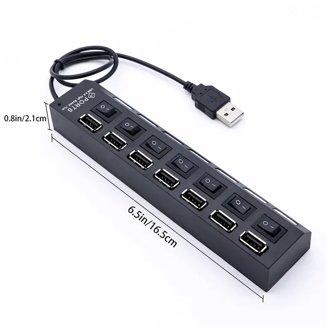 7 Port USB Hub – 7-in-1 Individual Switches, LED Indicators | Compshop