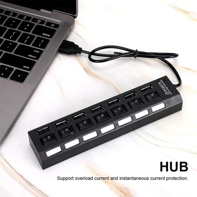 7 Port USB Hub – 7-in-1 Individual Switches, LED Indicators | Compshop