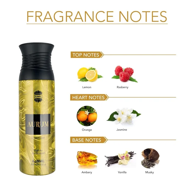 Ajmal Aurum Perfume Deodorant 200ml Body Spray Gift For Women An