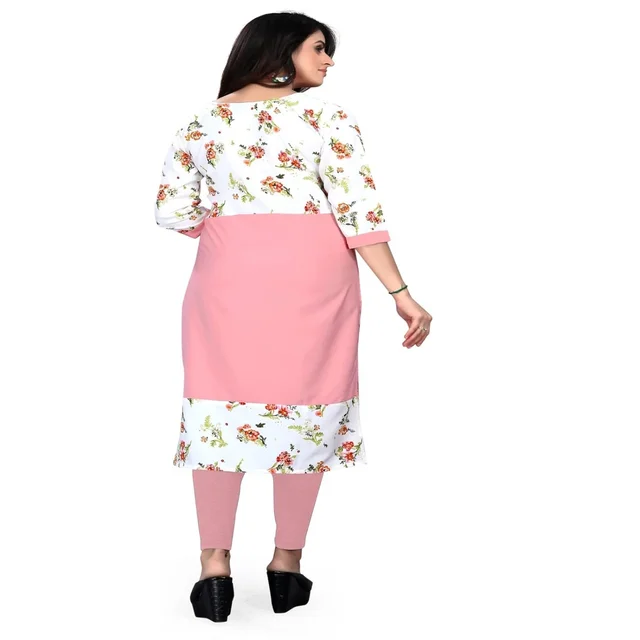 MS VHCK ENTERPRISE Women's for Stylish Latest Prined Crepe A-line Kurti Kurtis Kurta AN - 5XL