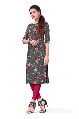DSK Studio Women's Crepe Straight Cut Kurta_(Kurti-193_Grey Color) AN - XL
