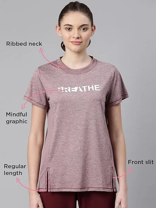 Enamor Womens Athleisure A306-Dry Fit with Antimicrobial & Sweat Wicking Crew Neck Short Sleeve Breathe Active Wear T-Shirt An - XXL