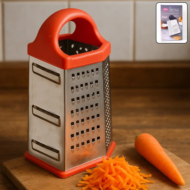 7-in-1 Stainless Steel Box Grater – Heavy Duty & Ergonomic